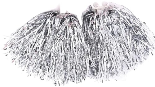 Pompon Per Cheerleader 4 pezzi di palla da cheerleading for oggetti scena for il tifo, squadre ballo, giochi sportivi, competizioni scelte multicolori(Silver)