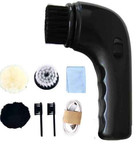 DBXMJWCMDT Set lucidascarpe Elettrico, Kit Portatile per la Cura della Pelle con testine sostituibili, Macchina elettrica per la Pulizia delle Scarpe Senza Fili per lucidare Scarpe e Stivali in Pelle