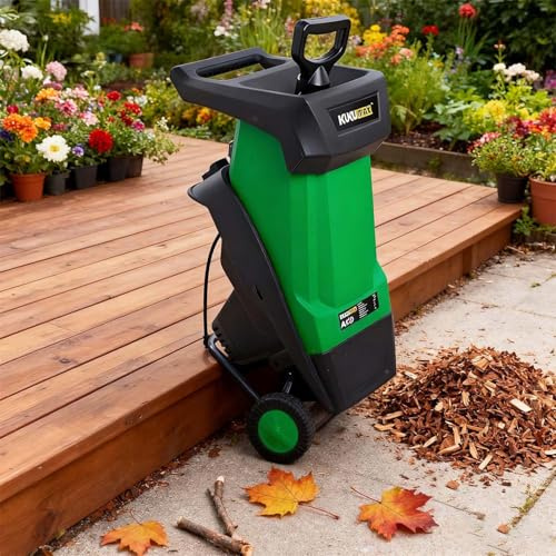 Broyeur De Jardin Électrique 2400W Avec Roues Et Sac 50L, Déchiqueteuse À Bois Silencieuse 40mm Pour Compostage, Feuilles Et Déchets Végétaux, Moteur 4500RPM