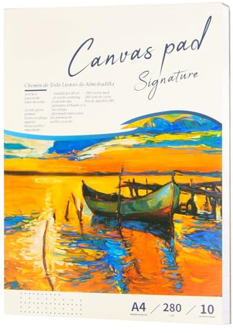 A4 Canvas Paper Pad for Painting, 280GSM Canvas Pad, Easy Tear Artist Canvas Pad for Acrylic Painting, Plein Air, Studio & Classroom Use, Ideal for Artists & Hobbyists