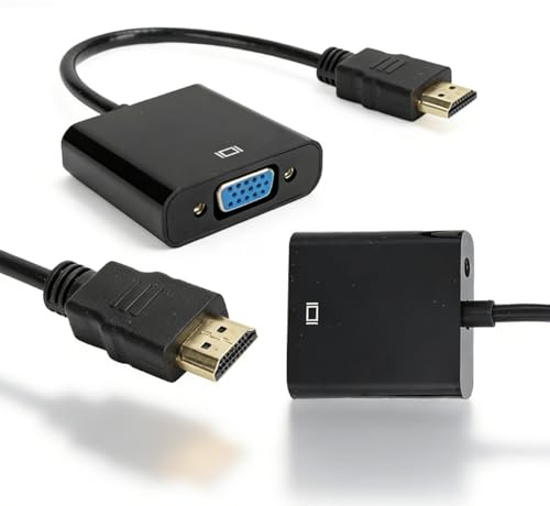 LICAEVEY HD Multimedia Interface Till VGA Adapter Converter Kabel, High Performance Chip HDMI Till VGA för Dator Laptop Monitor Projektor HDTV (Svart)