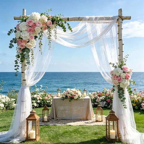 Cortina de Boda, Cortina de Gasa de Tul Blanca, Cortina Colgante Transversal, Cortina para Arco Decoració (600, Centímetros)