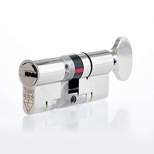 Yale Cilindro de Giro Europeo de 3 Estrellas, Alta Seguridad, Acabado en níquel, 35:35 (70 mm)