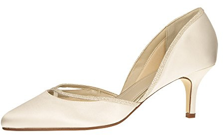 Rainbow Club Zapatos de Novia Teddie - Corte salón, Ivory/Crema, Borde con Brillos, satén, Acolchado cómodo - número 41 UE (8 Reino Unido)