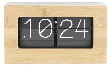 Karlsson Tischuhr Boxed - Flip - Bambus - 20,5x7x11,5cm - Rechteck - Bamboo - Standuhr - Tisch Uhr