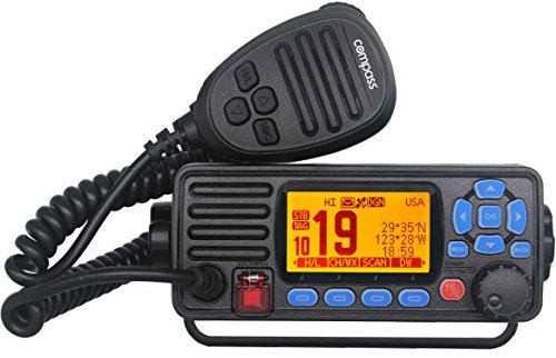 Compass CX-800 Seefunkgerät mit DSC, GPS, ATIS I IPX7 Wasserdicht I Dual Receiver & GNSS-Modul I Inklusive Binnenfunk mit großem Display