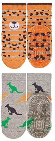 Sterntaler Baby - Jungen Fli Fli Air Dpleopard/Känguru 8032120 Socken, Orange/Hellgrau, 17-18