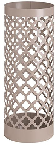 Baroni Home Schirmständer Modernes Design Regenschirmhalter aus Metall Classic Taupe mit 2 Haken und Abtropfschale abnehmbar 19 x 19 x 49 cm (Taupe)