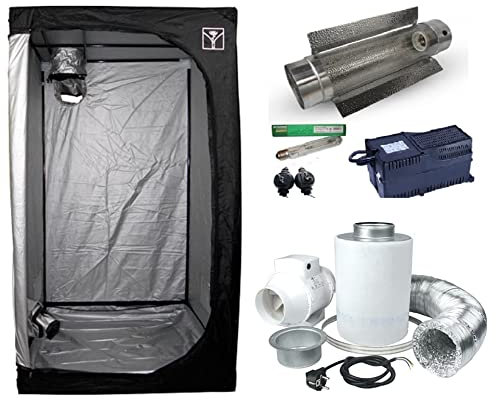 Pack Chambre de Culture Indoor Cooltube HPS 250W 400W 600W Classe 2, avec Extracteur d'air et Filtre à Charbon Actif + Accessoires (100x100x200-600W)