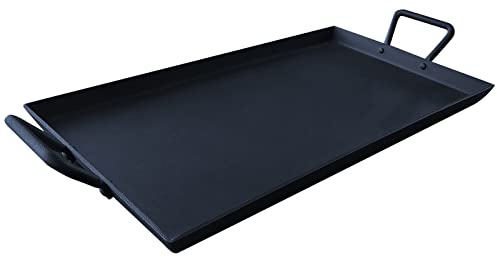 Keleday Cast Iron Rectangular Griddle Pan, 17.68L x 10W, Black, Non-Stick, Pre-Seasoned, 2 Handles, Indoor/Outdoor Use