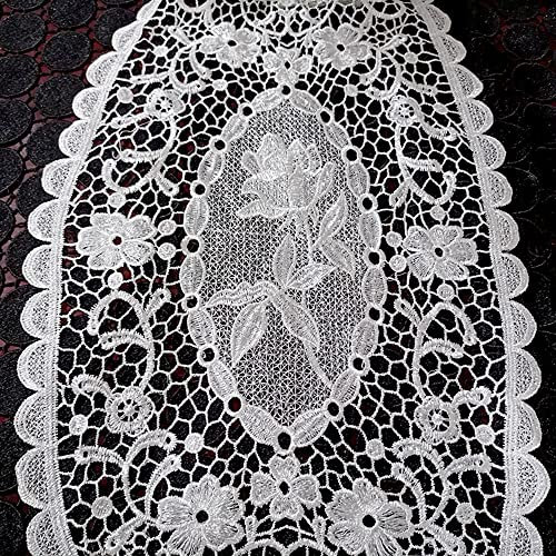 Wambere 2er Set Platzsets,Spitze Deckchen Untersetzer Tischset,Einfach Hohle Tischdecke aus Spitze,Bestickte ovale Tischdecke,Hitzebeständig und rutschfest,Ideal für Küche,Party,Hochzeit usw,Weiss