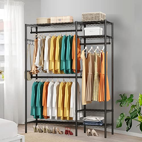 Uptyia Burro Ropa Resistente - Perchero Closet con Barra para Colgar Ropa | 650 LB (295 kg) | 114x42x194 cm | Armario Metálico Multiusos para Hogar y Lavandería (Negro)