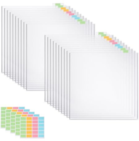 Qusedwey 20 Stück Scrapbook-Papier-Aufbewahrungs-Organizer mit 120 selbstklebenden Registerreitern, Sammelalbum-Papieraufbewahrungstaschen für Scrapbook-Papier, Karton, Vinylpapier