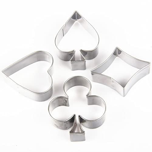 Yeory Poker Cookie Cutters, 4Pcs Stainless Steel Cookie Cutters, Cookie Cutter Set, Cards Biscuit Molds, Baking Mold, Vegetable Fruit Biscuit Cutters