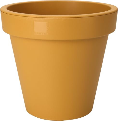 Muddy Hands 50cm Mustard Yellow Large Plant Pot Outdoor Garden Round Flower Tree Plastic Planter