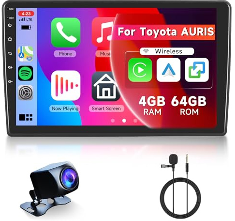 Hodozzy 8-kärnig 4G 64G GPS Navi iOS Carplay Android Auto Mirror Link Radio Bluetooth DSP WiFi FM RDS Kamera för Toyota AURIS 2006–2011