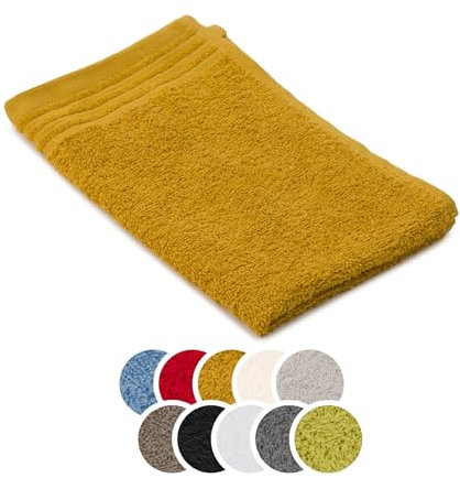 liebling Gästetuch Baumwolle, Serie Frankfurt, 400 gr. / m², 30 x 50 cm, 60 Grad, mit hochw. Borte, saugstark, Farbe: senf