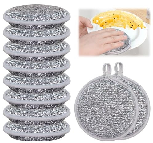 LHOEST Paños para lavar platos de alambre multiusos, esponjas de alambre de acero, lavables para cocina, esponja de lavado resistente a los arañazos, paño de alambre esponja de acero para húmedo y