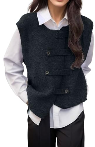 Gilet da Donna Pullover Senza Maniche Lavorato a Maglia Top Casual retrò Tranche