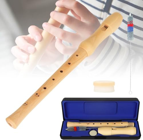 Recorder Instrument for Adults Kids Beginners, Baroque fingering C Key Soprano Wooden Recorder, Musical Instruments Flute Instrument, 2-piece Type Recorder With Hard Case, Cleaning Brush, Cork Paste