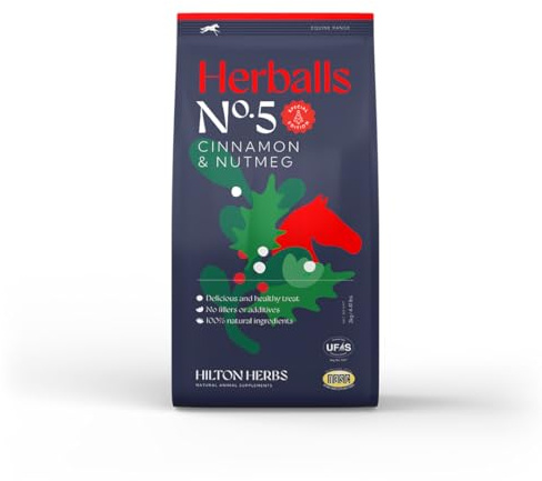 Hilton Herballs No. 5 Cinnamon & Nutmeg. Special Christmas Edition All-Natural Horse Treats. No Additives or Fillers. Molasses-Free. 100% Natural Ingredients. 2kg Bag. Made in UK.