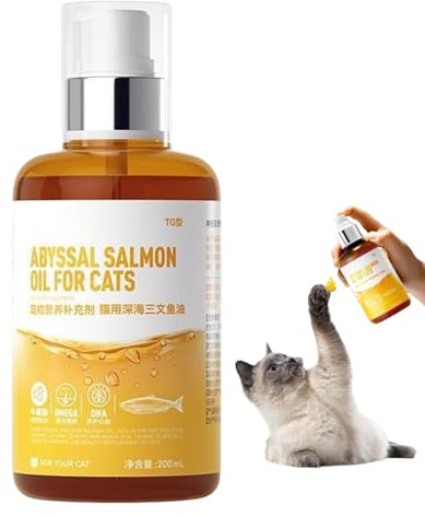 Aceite de salmón para perros, 200 ml, aceite para el cuidado del pelaje contra la caída del cabello, alimento complementario natural para el apoyo diario, salud articular para perros y gatos, con