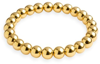 GD GOOD.designs Antistress Ring aus Edelstahl Perlen 3mm | Elastische Anxiety Rings in 18K Gold - Wasserfeste goldene Perlenringe Damen | Ringgröße 54-60