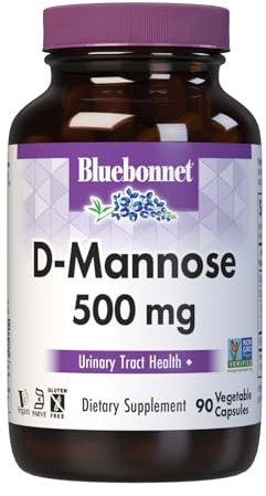 BlueBonnet Nutrition D-Mannose 500 mg – Fast Acting Urinary Tract Support for Men & Women* - Non-GMO, Vegan, Kosher, Gluten-Free - 90 Vegetable Capsules, 30 Servings
