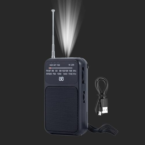 Radio Am FM,Radio Am FM Portátil para Uso en Exterior | con Linterna Compacto para Emergencia Camping Senderismo Viajes Hogar Actividades al Aire Libre