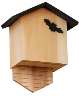 MEHRU Stylish Garden Bat Box, Wooden Bat House with Sloped Roof Design, Wall-Mounted Wildlife Shelter, Wooden Hanging Nest Box for bat, Weatherproof wooden bat box for Outdoor & Patio Decor.
