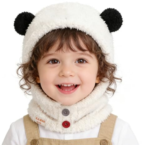 AYPOW Passamontagna Invernale Termico in Pile Bambini 2-6 Anni, Multifunzionale Caldo Antivento Maschera da Sci, Carino Animale Berretti Cappello Cappuccio con Scaldacollo Sciarpa per Ragazzi Ragazze
