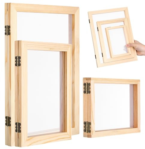 Balacoo Kit de Fabrication de Papier Double Couche avec Cadres en Bois Tamis en Maille Fine et Papier Absorbant pour Loisirs Créatifs