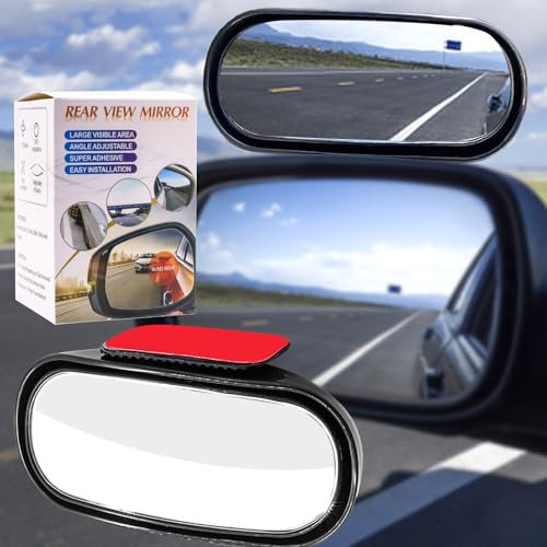 Biqing Blind Spot Side Mirror for Car,Oval HD Glass Convex Wide Angle Rear View Mirror 360° Rotable Adjustabe with Framed Blind Spot Mirror Universal for Car Truck SUV RV Van (10 * 5CM)