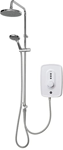 Triton Showers Danzi DuElec | Shower Electric | 9.5 KW I White I Electrical Showers | with Rainfall Showerhead and Anti Twist Hose | Best Electric Shower Units Bathrooms