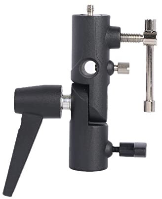 Sequpr H-Typ Blitzhalterung 180° Verstellbar Blitzneiger Schirmhalter mit 1/4 auf 3/8 Schraubadapter Blitz Lichtstativ Halterung für Blitz Lichtstativ Stativ Regenschirm