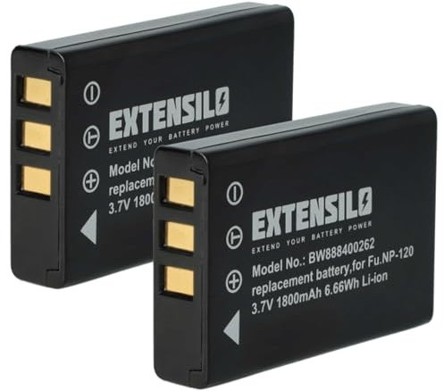 EXTENSILO 2X batería Compatible con Medion 20 MP Superzoom P44029, MD 86929 cámara (1800 mAh, 3,7 V, Li-Ion)