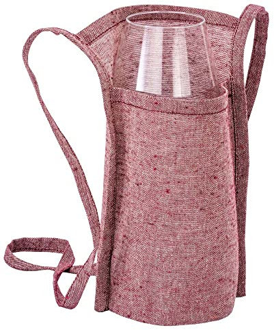 Generico 10 (dieci) pezzi Porta bicchiere 18x22x10 da degustazione in cotone riciclato da 150 g/m2, con tracolla da 90 cm. (Bordeaux)