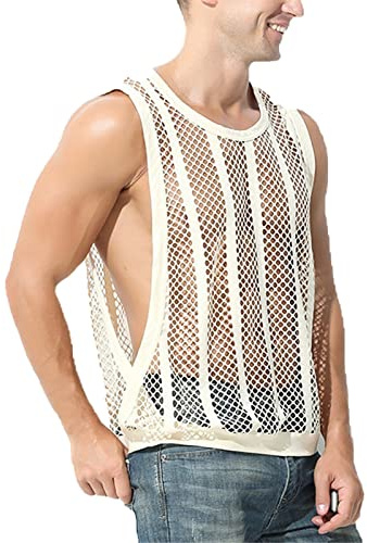 ADITIRCP Gilet a Rete da Uomo Magliette Nere a Rete Senza Maniche Canotta Trasparente Canotta Clubwear Sport Fitness Bodybuilding