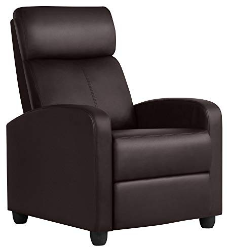 Yaheetech Sillón Relax Silla Reclinable Butaca Salón Reclinable Silla Grande con 3 Posiciones Silla Relax Ajustable Sillon Tapizado Marrón Polipiel de Poliuretano