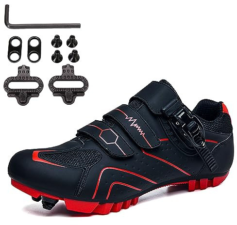 PENXZT Scarpe ciclistiche MTB Maschile Scarpe per Mountain Bike compatibili con tacchette SPD a 2 bulloni Scarpe da Ciclismo da Corsa all'aperto Interno con Fibbia Veloce,C,45 EU