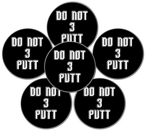 FINGER TEN Golfballmarker für Damen und Herren 6 Stück, Golfzubehör Ballmarker Magnetische Passform Golf-Pitchgabel-Werkzeuge Mütze (3 Putt Schwarz)