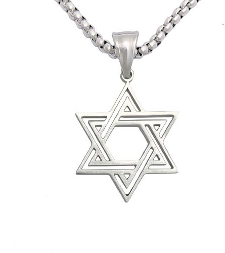 Tapp Collections Star Of David Pendant 316L Stainless Steel Necklace For Men Women - Silver Color