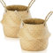 Lighterday 2 cestas de almacenamiento de hierba marina con asa, maceta de mimbre, cesta plegable para la colada de juguetes, maceta redonda para estantes (XXL 38 x 34 cm)