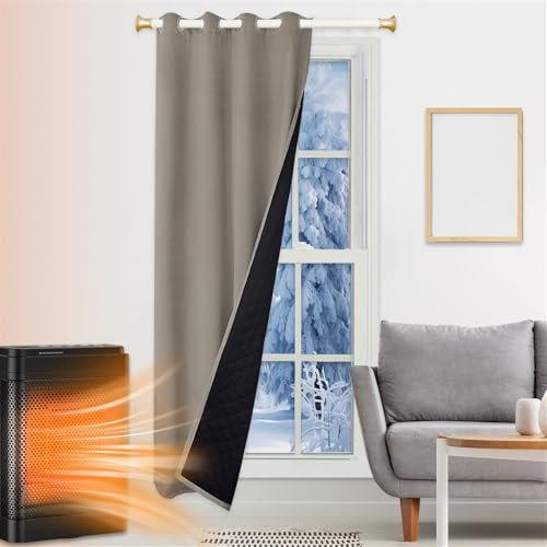SK Studio Thermo Türvorhang Kälteschutz 85x200cm, Wasserdicht Winter Vorhänge Wärmeisolierend Dicke Gardinen Raumteiler mit Ösen für Türen Schlafzimmer, Grau