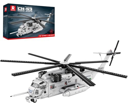 Reobrix CH-53 Ensemble de Construction d'hélicoptère 33037, kit de modèle d'hélicoptère de Transport Militaire pour Hommes, de Jouet d'avion pour 14 +, Adultes et Amateurs de Militaires.