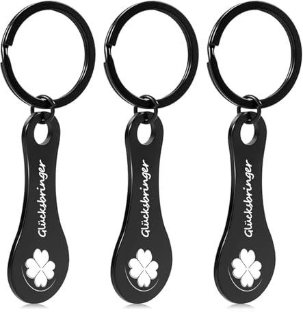 T TAKONE Einkaufswagenlöser, 3 Stück Edelstahl Auszieher für Einkaufswagen, Abnehmbarer Einkaufschip Schlüsselanhänger für Alle Einkaufswagen (Schwarz)