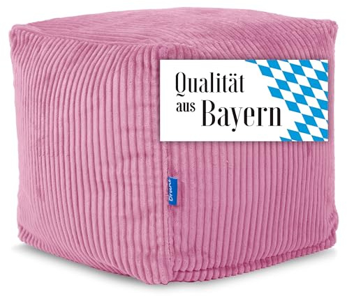 Bruni sittkub Cubo-sladd i rosa – 40 x 40 cm inomhus sittkub, fotpall och golvkudde av manchestertyg