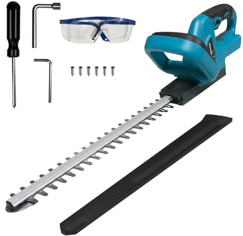 HENYEER Cortasetos inalámbrico compatible con baterías Makita de 18 V, longitud de corte de 52 cm, paso de dientes de 20 mm, acero rectificado con diamante, engranaje metálico, sin batería ni cargador