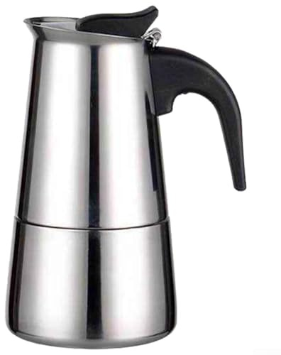 Eficiente cafetera Moka de acero inoxidable, 2469 tazas para inducción y cocción al fuego (100 ml)