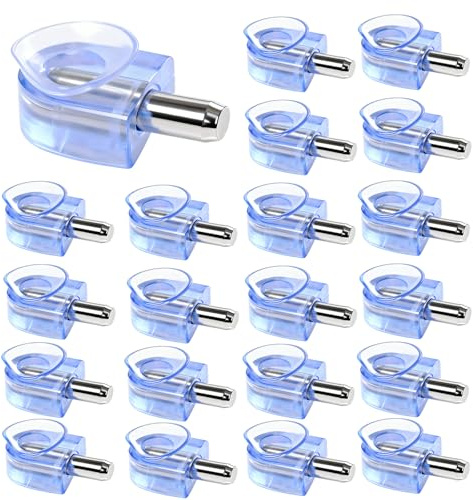26 Pièces Support Etagere Support Etagere Verre avec Ventouse Fixation Étagère Armoire Rangement pour Meuble Placard Bibliothèque, Tige 5 mm